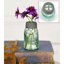 Mini Mason Jar With Flower Frog - Box Of 6