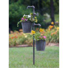 Faucet Garden Stake With Two Planters