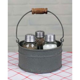 Round Bucket Salt Pepper And Toothpick Caddy - Barn Roof