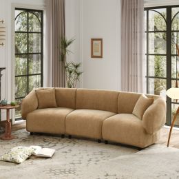 98.5 " Curved Designed Contemporary 3-Seater Sofa in Mocha: Plush Seating, Streamlined Design, and Durable Frame – Ideal for Stylish Living Spaces