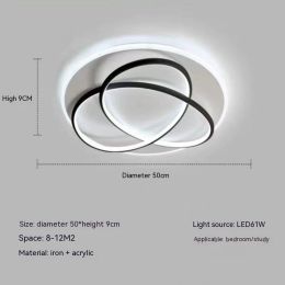Clover LED Ceiling Lamp Nordic Living Room Modern Light Luxury Bedroom Light Warm Room Lamp (Option: 50cm Black 61W-White Light 6500K)