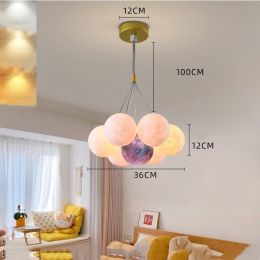 Bedroom Chandelier Nordic Lamps Creative Moon Bubble Lights (Option: Golden 7pcs-Color ball 12cm)