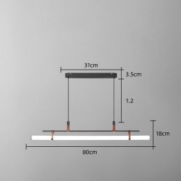 One Line Hanging Lamp For Restaurant Bar Counter (Option: Black-80cm-Tricolor dimming)