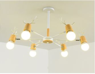 Modern Minimalist Ceiling Lamp Nordic Creative Antler Lamp (Option: 5W Tricolor Light Bulb-6 White Heads)