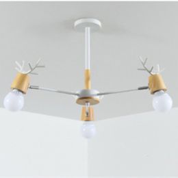 Modern Minimalist Ceiling Lamp Nordic Creative Antler Lamp (Option: 5W Tricolor Light Bulb-3 Heads White)