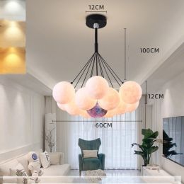 Bedroom Chandelier Nordic Lamps Creative Moon Bubble Lights (Option: Black 13pcs-Color ball 12cm)