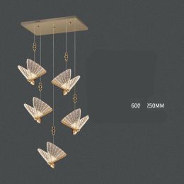 Butterfly Crystal Restaurant B&B Decorative Bedside Staircase Small Chandelier (Option: 5head 30W long dish-Transparent ice crystal)