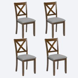 Dining Chairs Only, Wooden Dining Chairs Set of 4, Kitchen Chair with Padded Seat, Upholstered Side Chair for Dining Room, Living Room, Walnut (Option: Walnut)