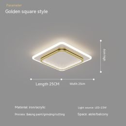 Modern Led Ceiling Light Cloakroom Bedroom Aisle (Option: Square Gold-Light Changing)