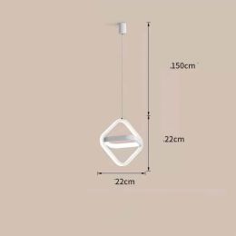 Bedside Chandelier Bedroom Dining Room Bar Long Line Single Head (Option: White square-Three tone light)