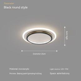 Modern Led Ceiling Light Cloakroom Bedroom Aisle (Option: Round Black-Light Changing)