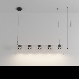 Dining Room Chandelier Modern Simple Personality Art Bedroom Bedside Chandelier (Option: Black-5heads-Stepless dimming)