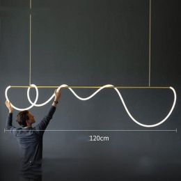 Modern Simple Restaurant Creative Strip Art Note Chandelier (Option: Type B 120cm-Threecolor light)
