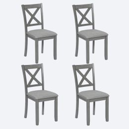 Dining Chairs Only, Wooden Dining Chairs Set of 4, Kitchen Chair with Padded Seat, Upholstered Side Chair for Dining Room, Living Room, Gray (Option: Gray)