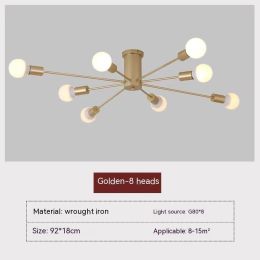 Bedroom Ceiling Lamp Modern Minimalist Nordic (Option: With Light Source-8 Heads Golden)