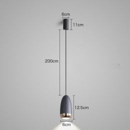 Net Celebrity Small Chandelier Led Creative Bullet Head Bedside Hanging Wire Lamp (Option: Black-Tricolor light)