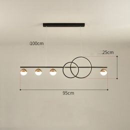Rectangular Table Lamp Creative New Dining Room Bar Simple Modern Chandelier (Option: Black 95CM-Stepless dimming)