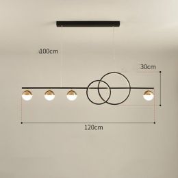 Rectangular Table Lamp Creative New Dining Room Bar Simple Modern Chandelier (Option: Black 120CM-Stepless dimming)