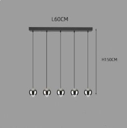 Restaurant Cafe Bar Living Room Ball Long Line Chandelier (Option: 5head long black dish)
