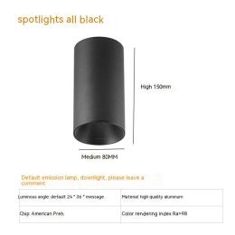 Thigh High Anti-glare Punch Free Ceiling Living Room Aisle Surface Mounted Spotlight (Option: 10w Neutral Light 4000k-All Black)