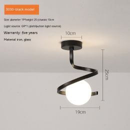 Aisle Corridor Simple Modern Creative Balcony Ceiling Lamp (Option: 3030 Black-Monochrome White Light 9W)