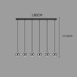 Restaurant Cafe Bar Living Room Ball Long Line Chandelier (Option: 6head long black dish)