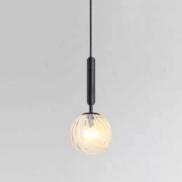 Glass Small Droplight Restaurant Bar Cafe Model Room Bedroom Bedside Lamp (Option: 12W Tricolor-Transparent Lamp Shade Black-220v)