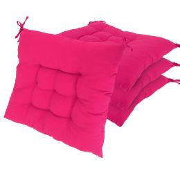 4Pcs Chair Cushion Pads Pillow 17.72x17.72x2.37in Soft Tie On Square Sitting Mats For Home Office Car Sitting Travel (Option: Standard-Rose Red)