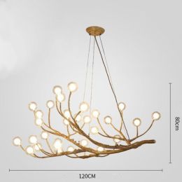 Chandelier Lobby Cafe Showroom Hotel Inn Simulation Tree Chandelier (Option: Log lubricious 30branches-Tricolor light)