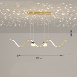 Restaurant Chandelier Simple Modern Nordic Creative Personality Artistic Atmosphere Lighting (Option: Gold-Stepless dimming)