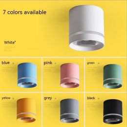 Macaron Downlight LED Aisle Light (Option: 12W-White light lens model-grey)