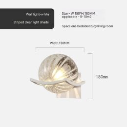 Simple Bedroom Bedside European Wall Lamp (Option: White Striped Clear Cover-12W Tricolor Light)