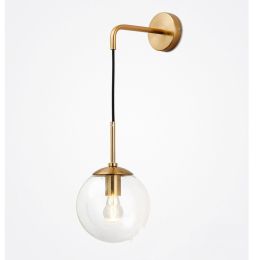Nordic Glass Wall Lamp Living Room Bedroom Bedside Corridor Aisle (Option: Gold Without Light Source-200mm Amber Glass)