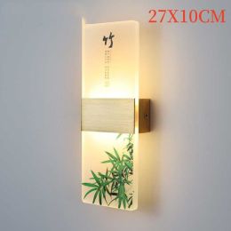 Plum, Orchid, Bamboo, Chrysanthemum LED Bedside Lamp (Option: Bamboo-27x10cm-Tricolor light)
